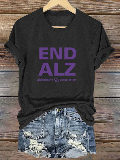 Women's Alzheimer's End Print V-Neck T-Shirt Top