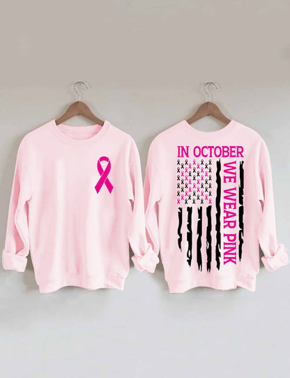 Women's Breast Cancer Pink Ribbon Casual Sweatshirt