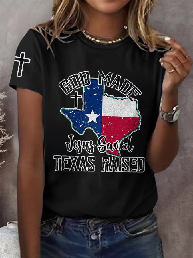 🙏💔Join us in praying for Texas.🙏Retro Texas Strong God Made Jesus Saved Texas Print T-Shirt