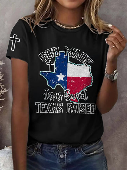 🙏💔Join us in praying for Texas.🙏Retro Texas Strong God Made Jesus Saved Texas Print T-Shirt