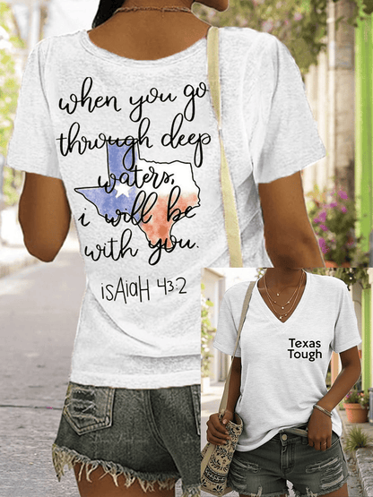 🙏💔Join us in praying for Texas.🙏V-Neck Retro Texas Strong The Stars At Night Are Big And Bright Deep In The Heart Of Texas Print T-Shirt