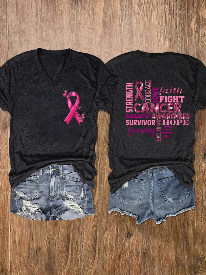 Women's Fight Breast Cancer Print T-Shirt
