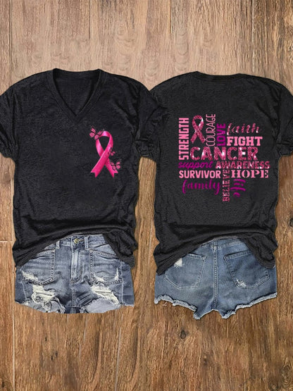 Women's Fight Breast Cancer Print T-Shirt