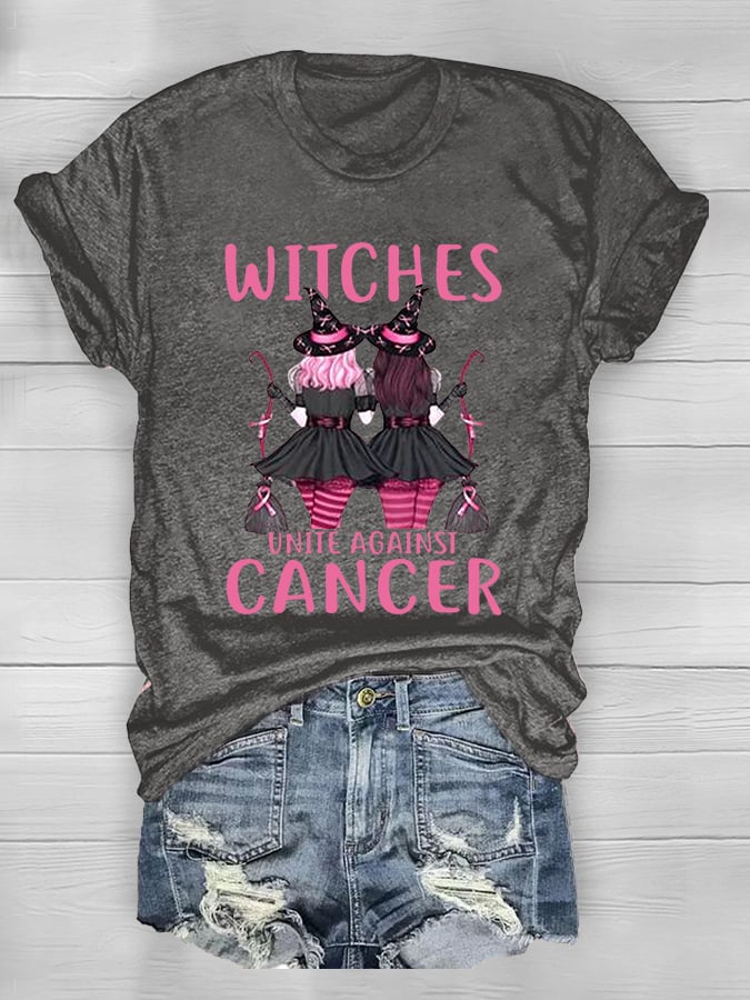 Women's Witches Unite Against Cancer Breast Cancer Awareness Tee