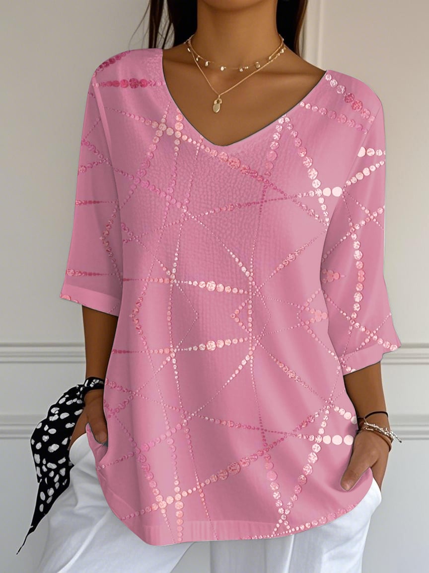 Women's Summer Pink Polka Dot Print Top