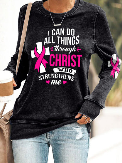 Breast Cancer Women's Casual Printed Long Sleeve Sweatshirt