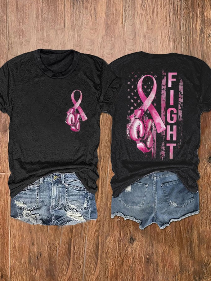 Women's Fight Breast Cancer Awareness Print T-Shirt