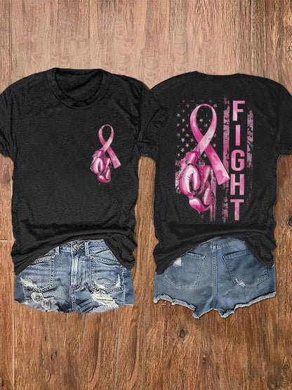 Women's Fight Breast Cancer Awareness Print T-Shirt