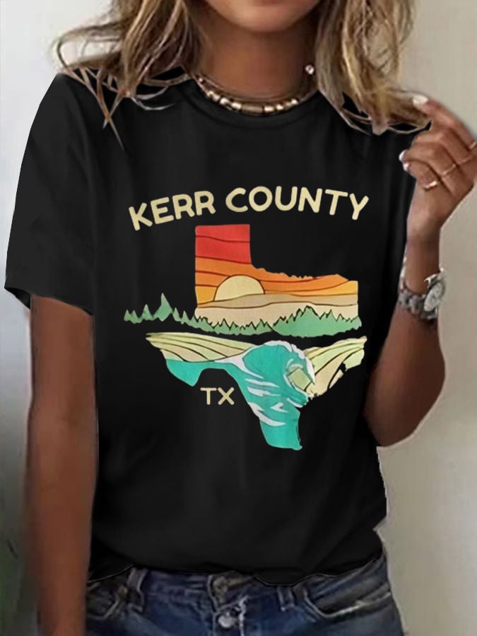 Women'sTexas Together Rising Above The Waters Print Casual T-Shirt