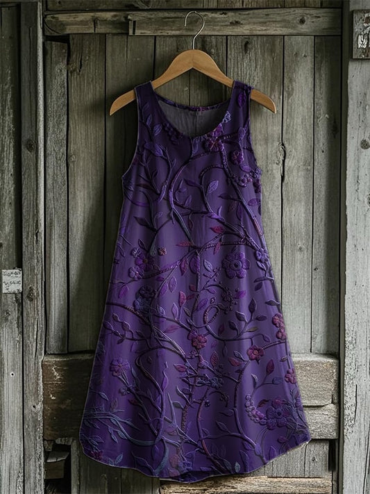Women's Alzheimer's Awareness Floral Print Linen Blend Tank Top
