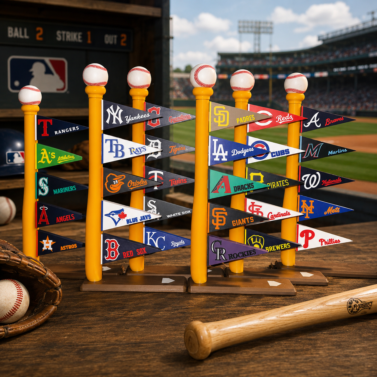 MLB indoor baseball flag display