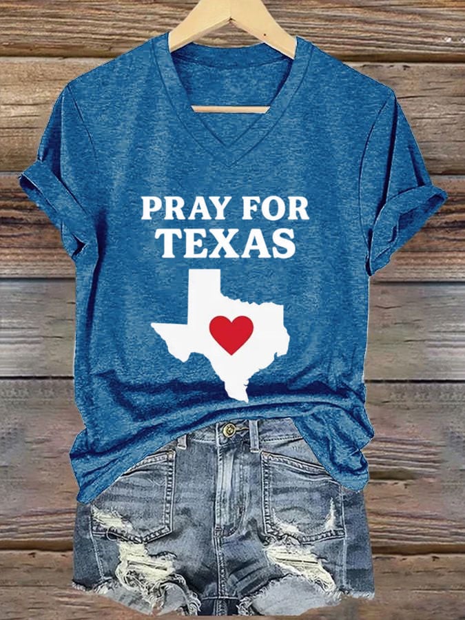 🙏💔Join us in praying for Texas.🙏Women's Pray For Texas Print T-shirt