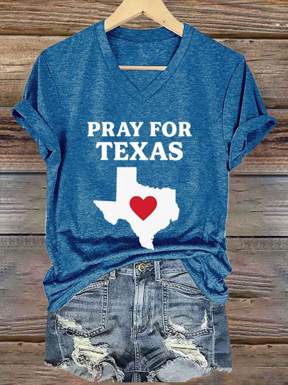 🙏💔Join us in praying for Texas.🙏Women's Pray For Texas Print T-shirt