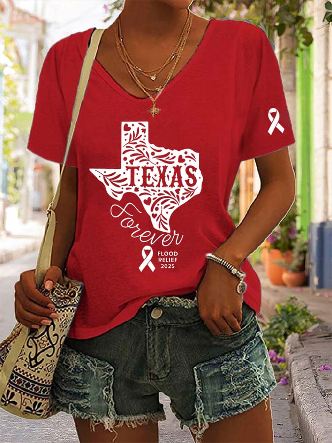 🙏💔Join us in praying for Texas.🙏Women's Texas Flood Print Casual T-Shirt