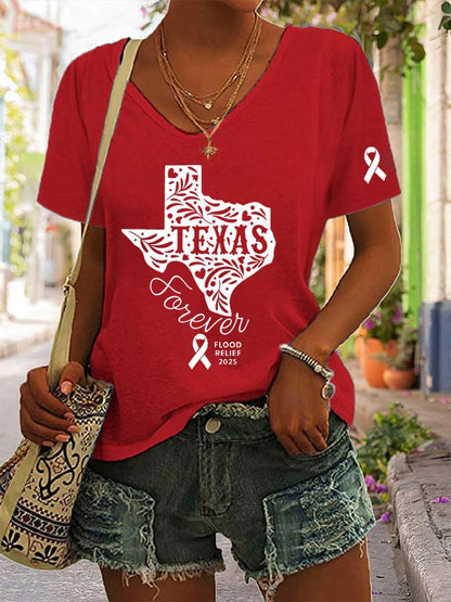 🙏💔Join us in praying for Texas.🙏Women's Texas Flood Print Casual T-Shirt