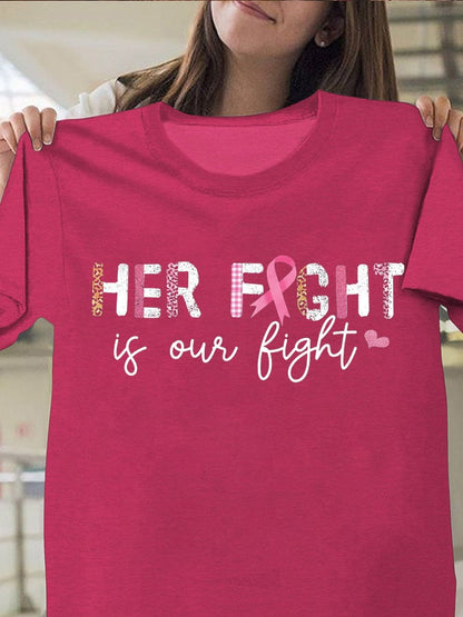 Women's Her Fight Is Our Fight Breast Cancer Awareness T-Shirt