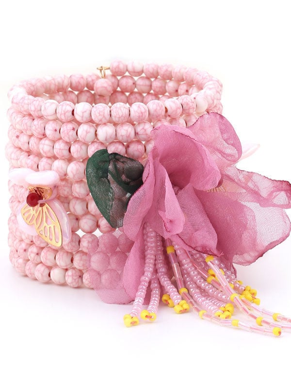 Breast Cancer Awareness Pink Floral Bracelet