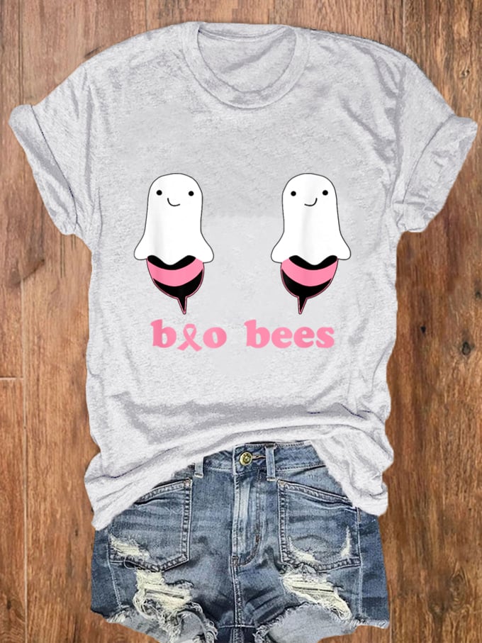Women's Boo Bees Breast Cancer Awareness Print T-Shirt