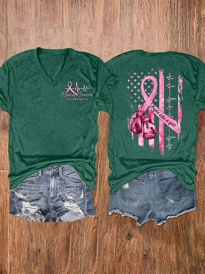 Women's Breast Cancer Awareness Casual Short Sleeve T-Shirt