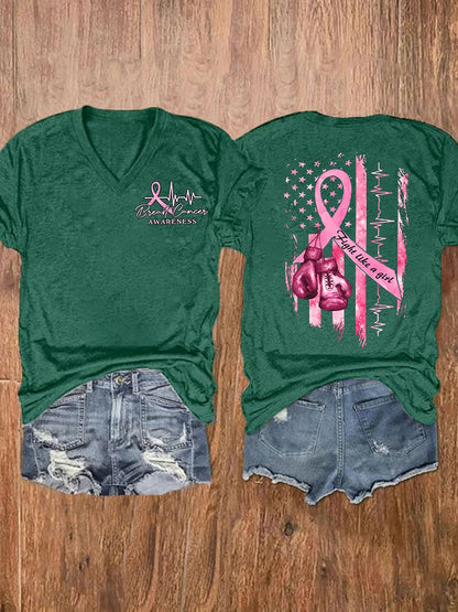 Women's Breast Cancer Awareness Casual Short Sleeve T-Shirt