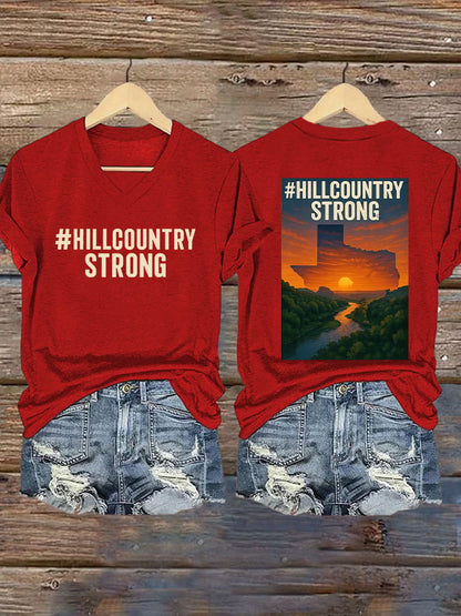 🙏💔Join us in praying for Texas.🙏Women's Texas Hill Country Strong Print T-shirt