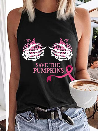 Women's Save The Pumpkins Breast Cancer Awareness Print Tank Top