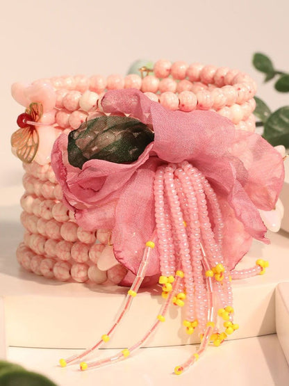 Breast Cancer Awareness Pink Floral Bracelet