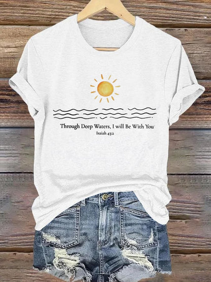 🙏💔Join us in praying for Texas.🙏Women's When You Go Through Deep Waters, I Will Be With You. Isaiah 43:2  Faith Printed T-Shirts