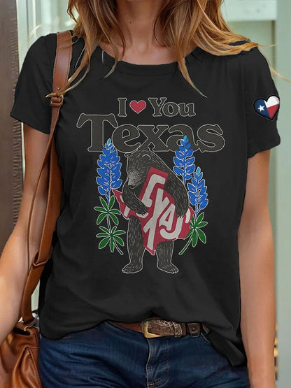 🙏💔Join us in praying for Texas.🙏Women's Retro I Love You Texas Print T-Shirt