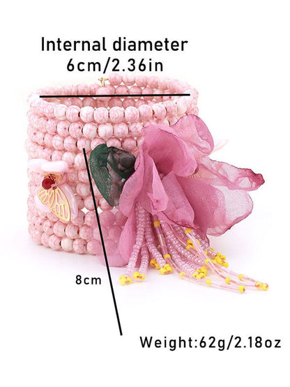 Breast Cancer Awareness Pink Floral Bracelet
