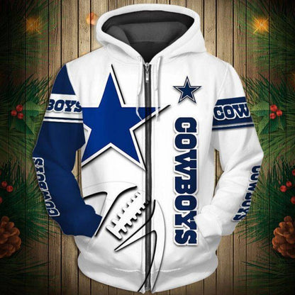 Dallas Cowboys Men's Casual Zipper Hooded Sweatshirts