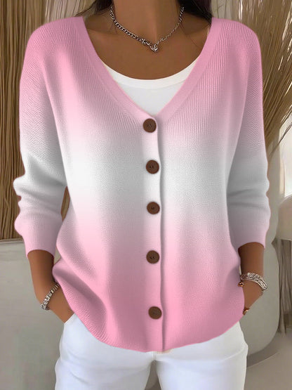 Women's Casual Autumn And Winter Gradient Cardigan