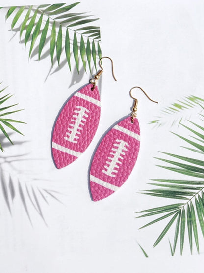 Women's PU Leather Pink Football Earrings