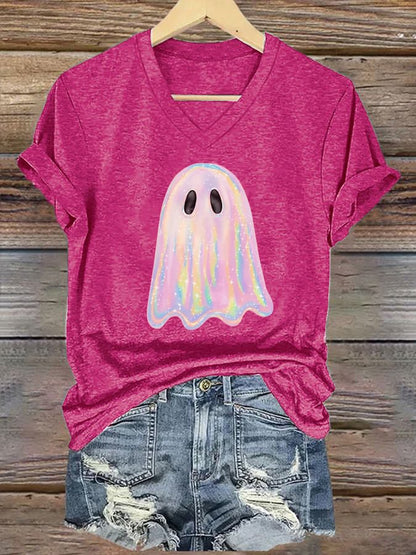 Women's Halloween Ghost Print T-Shirt