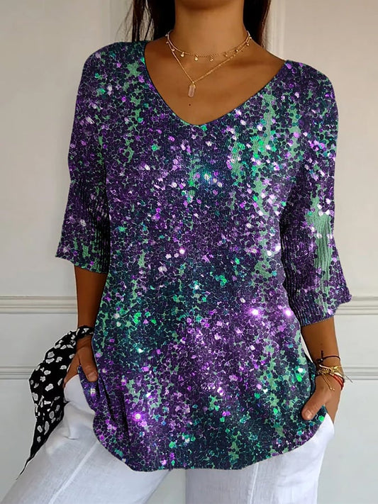 Women's Alzheimer's Purple Gradient Print Mid Sleeve T-Shirt