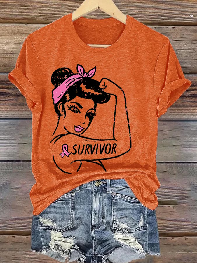 Women's Casual Breast Cancer Survivor Short Sleeve T-Shirt