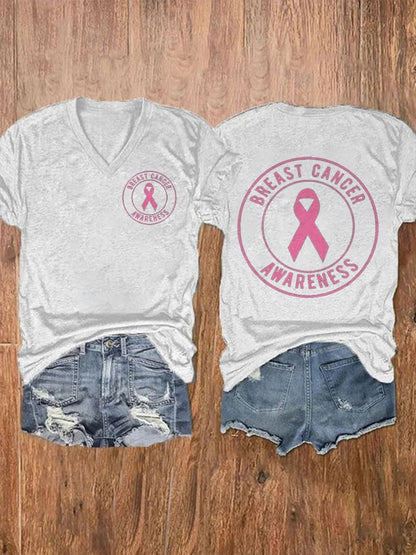 Women'S Breast Cancer Awareness Printed T-Shirt