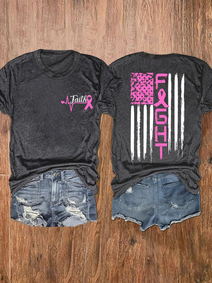 Women's Faith For A Cure Breast Cancer Fighter Supporter Tee