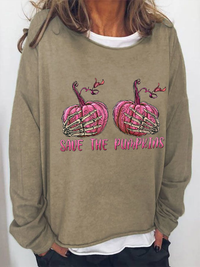 Women's Save The Pumpkins Breast Cancer Awareness Print Top