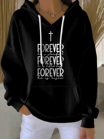 Women's Faith Print Casual Hoodie