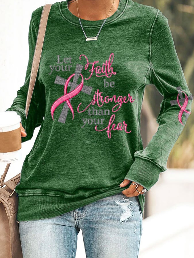 Breast Cancer Women's Casual Printed Long Sleeve Sweatshirt