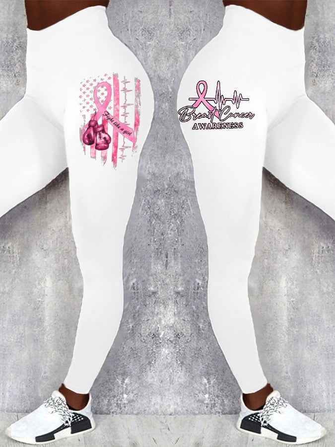 Women's Casual Breast Cancer Awareness Print Leggings