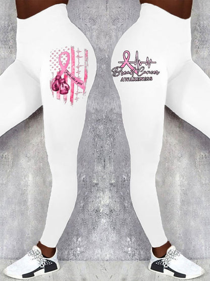 Women's Casual Breast Cancer Awareness Print Leggings