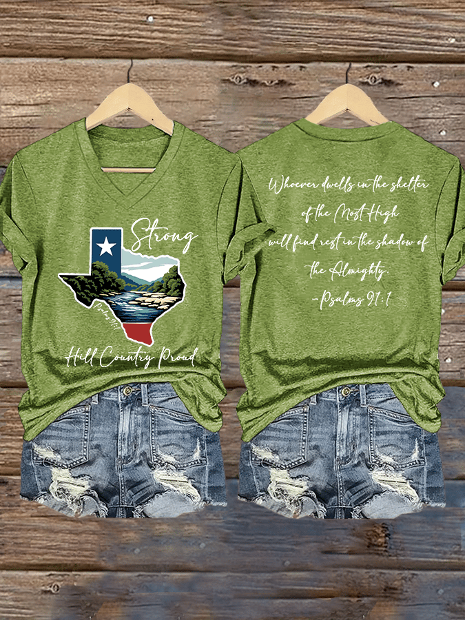 🙏💔Join us in praying for Texas.🙏Women's Texas Strong Print V-Neck T-Shirt