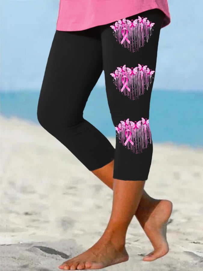 Women's Breast Cancer Awareness Print Casual Leggings
