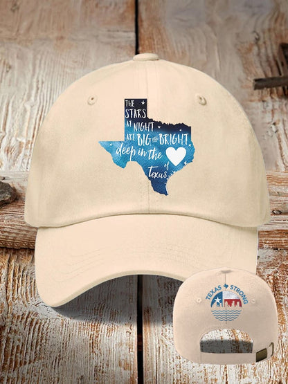 🙏💔Join us in praying for Texas.🙏Retro Texas Strong The Stars At Night Are Big And Bright Deep In The Heart Of Texas Print Baseball Cap