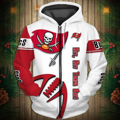 Tampa Bay Buccaneers Men's Casual Zipper Hooded Sweatshirts