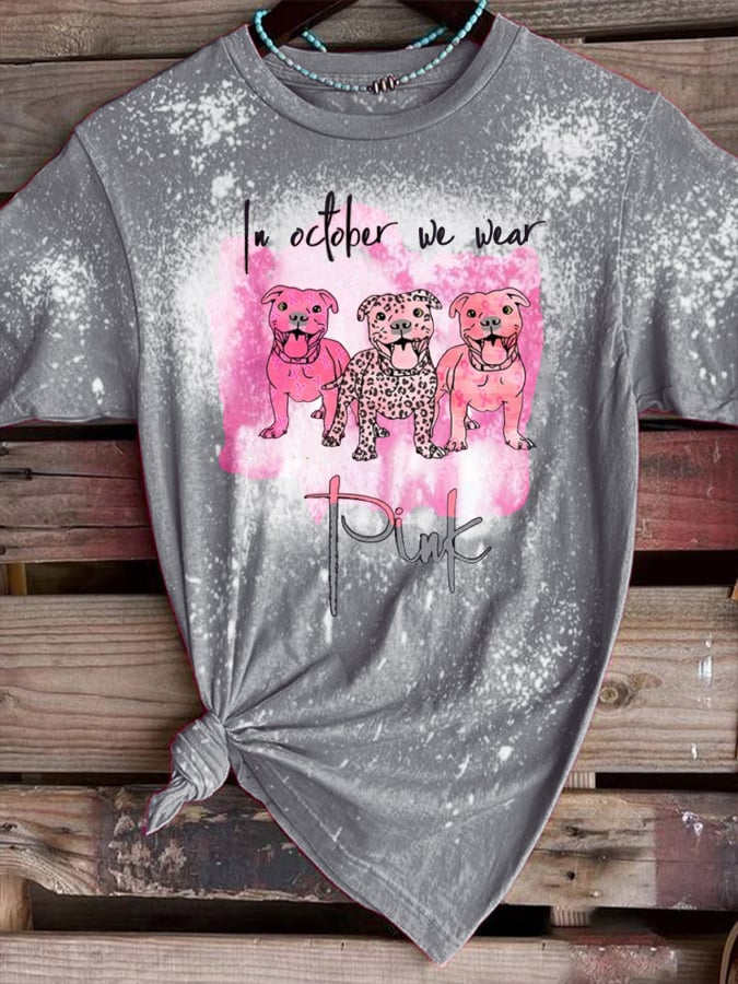 Women's  In Octorber We Wear Pink Casual Short Sleeve T-Shirt