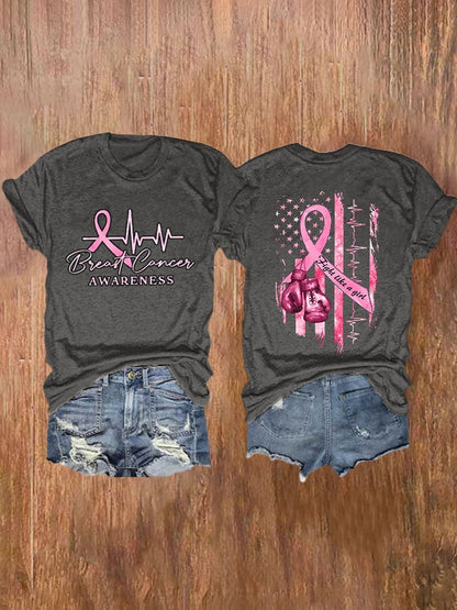 Women's Breast Cancer Awareness Casual Printed Short Sleeve T-Shirt