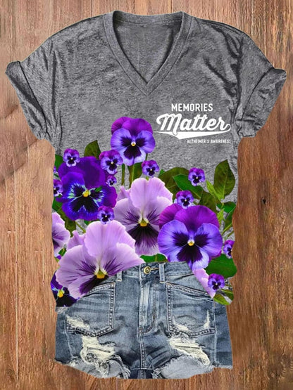 Women's Memories Matter Alzheimer'S Awareness Print T-shirt